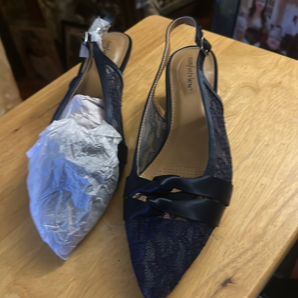 Woman’s Evening Shoe. Satin and lace